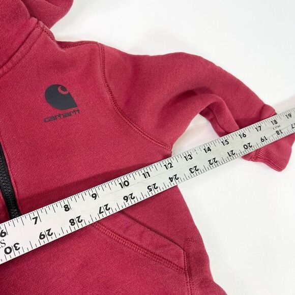 Carhartt Sweatshirt Kids Toddlers 2T Red Half-Zip Hoodie Long Sleeve Pullover - Picture 8 of 8